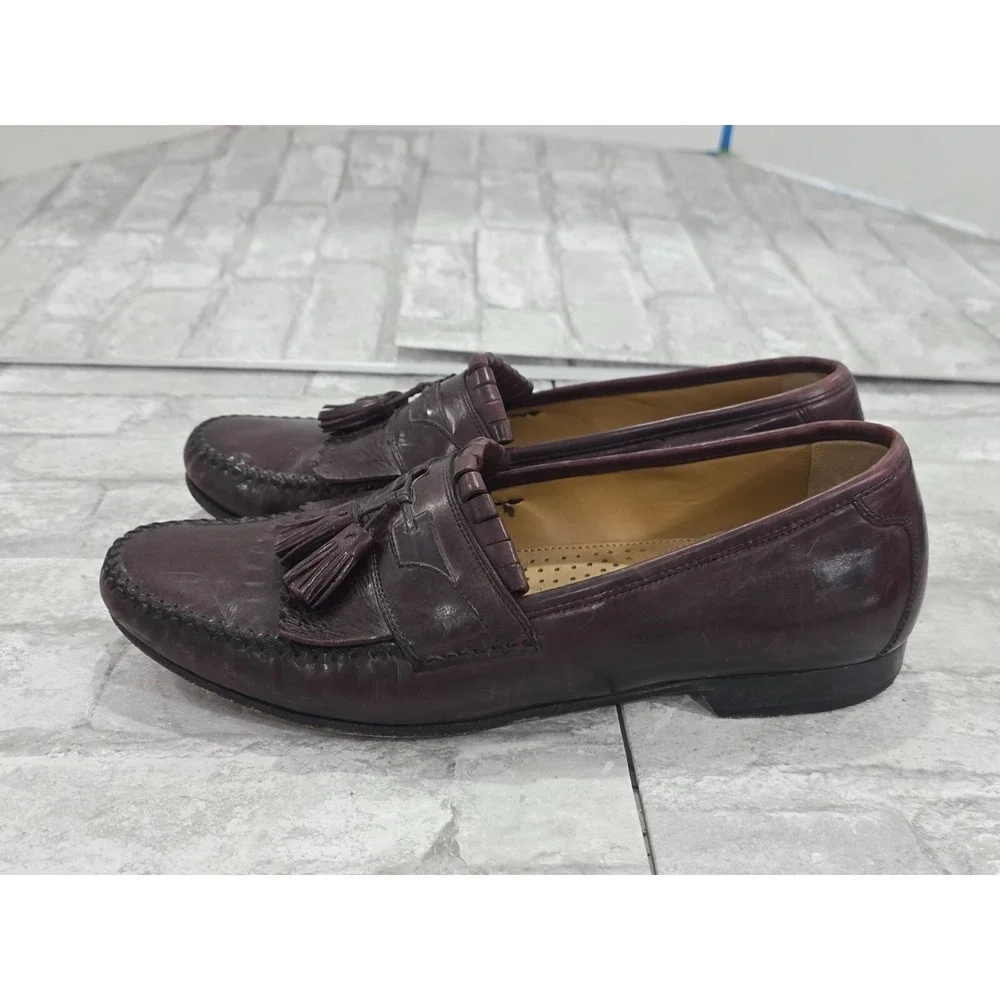 Johnston Murphy Men's Red Brown Leather Tassel Slip On Shoes Size 11 150834‎